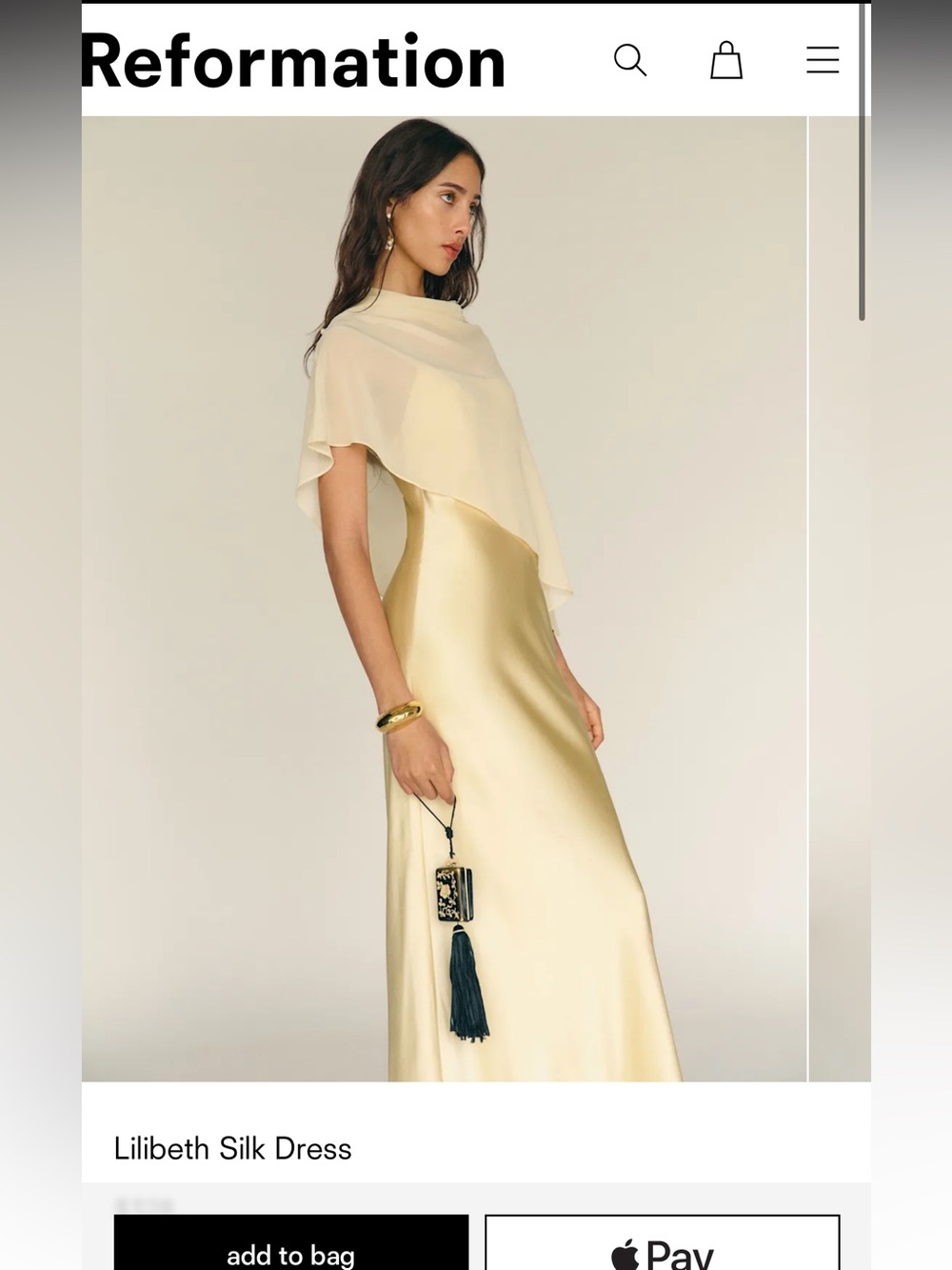 Reformation Lilibeth Silk Maxi Dress in Blonde